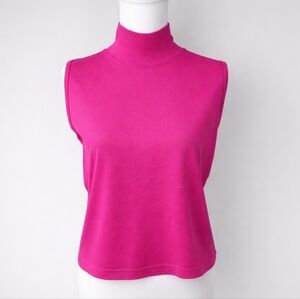 Vintage 90s Wine Mock Neck Turtleneck Sleeveless Top | Boxy Slouchy Fit | Cotton
